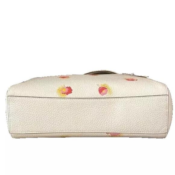 NWT Coach Satchel C5838 Pebble Leather Prairie Floral Gold Hardware Strap Chalk - Picture 11 of 16
